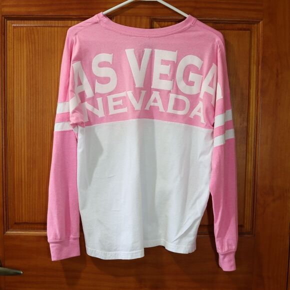Exist Las Vegas Pink and White Long Sleeve Tee Preppy Varsity Shirt Medium - Picture 2 of 10